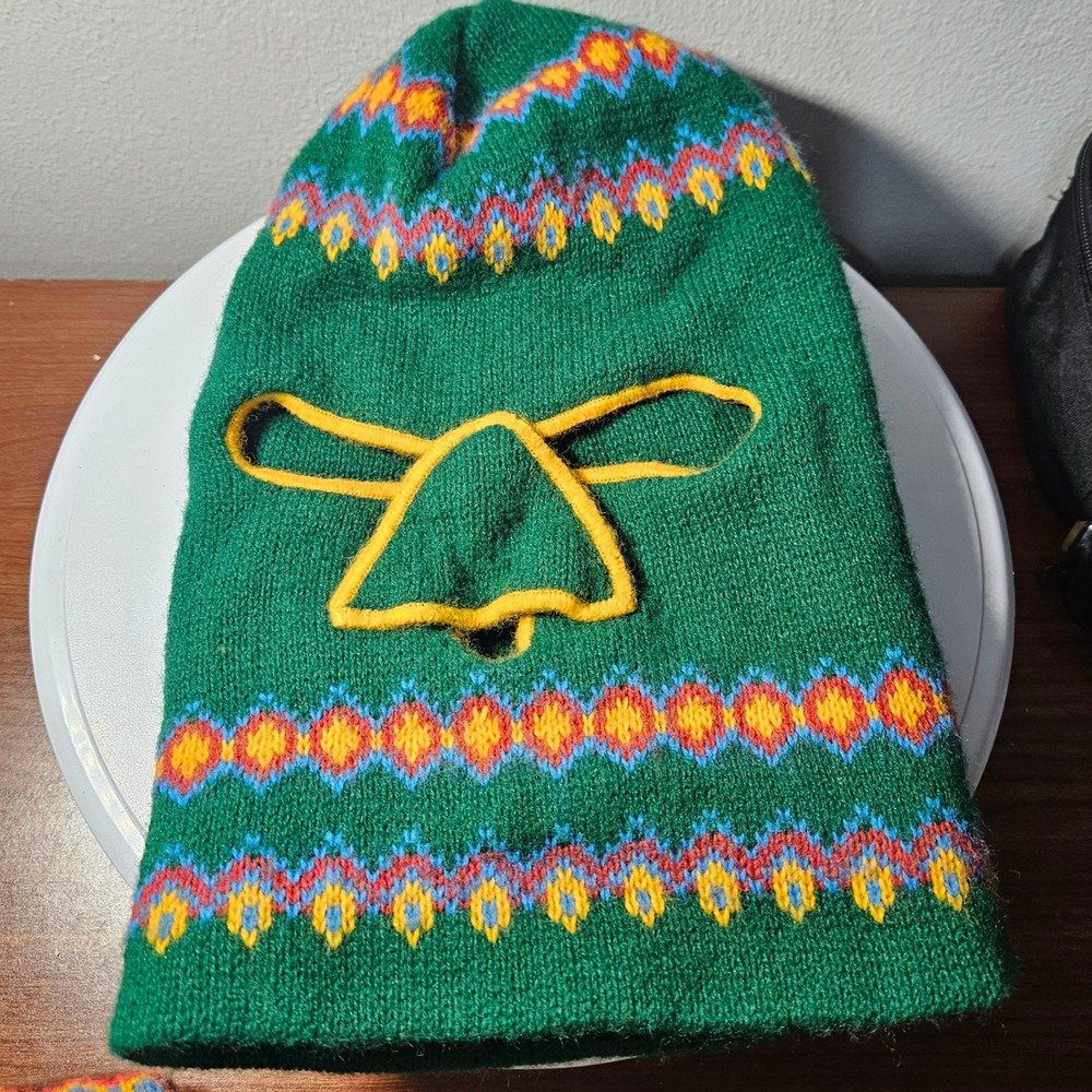 Unbranded Knit Balaclava Mask Unisex OS Green Fair Isle Vintage Style Ski Mask